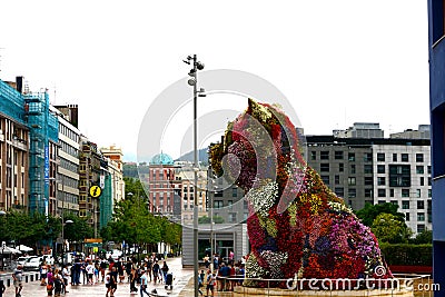 Flower dog `puppy` in Bilbao Editorial Stock Photo