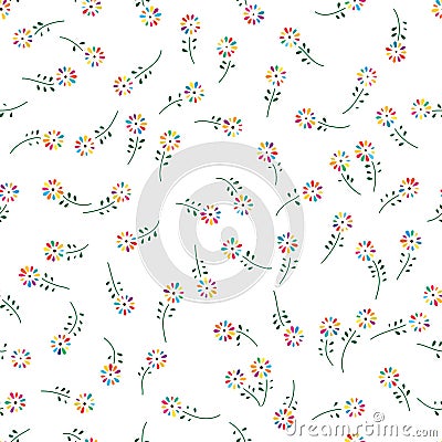 Flower dot colorful small rotate seamless pattern Vector Illustration