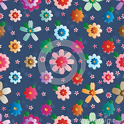 Flower effect symmetry seamless pattern Vector Illustration
