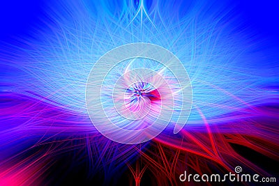 Flower of Energy. Beautiful Abstract With Blue and Pink lines Cartoon Illustration