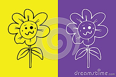 Flower exhausted face emoji Vector Illustration