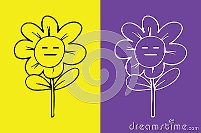 Flower expressionless emoji Vector Illustration