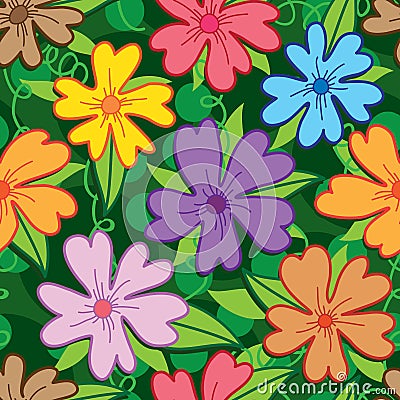 Flower five petal colorful seamless pattern Vector Illustration
