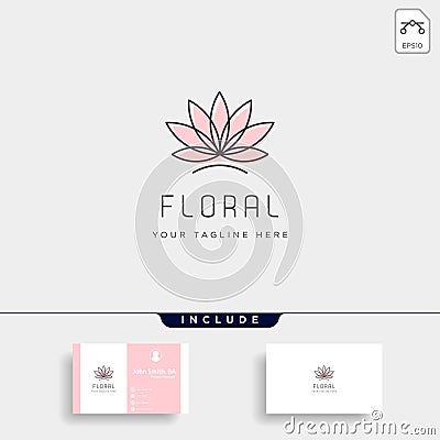 Flower floral line beauty premium simple logo template Vector Illustration