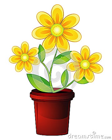 Flower and flowerpot Vector Illustration