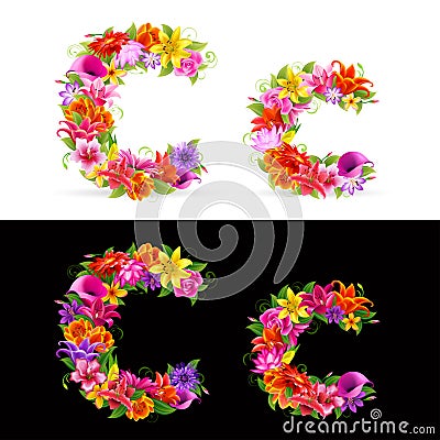 Flower font Vector Illustration