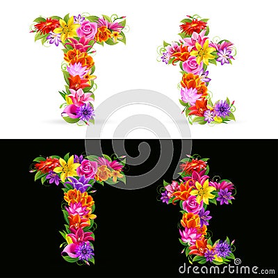 Flower font Vector Illustration