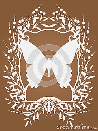 Flower frame cartouche for laser cutting. Vintage leaf border, antique style whirlwind, decorative element design for wedding and Stock Photo
