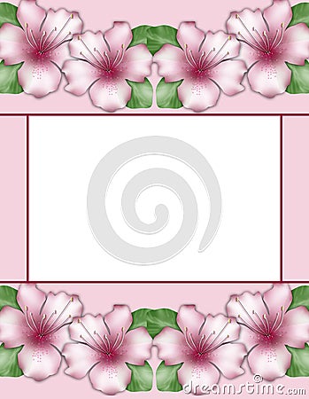 Flower frame. Floral border. Flowers of azalea Stock Photo