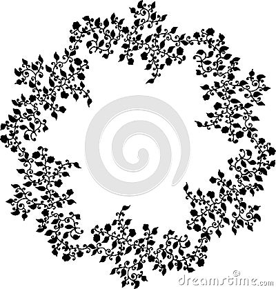 Flower frame with leaf and swirl Vector Illustration