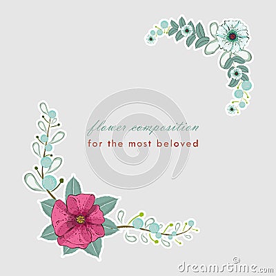Flower frame. Tender card with floral ornament Vector Illustration