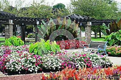 Flower Garden, Eichelman Park, Kenosha, Wisconsin Stock Photo