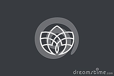 Flower Garden Floral Logo Circle shape design Linear Outline Luxury style Vector Illustration