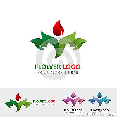 Flower garden logo Vector Illustration