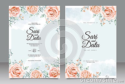 Flower garden wedding invitation card watercolor Vector Illustration