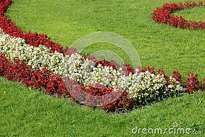 flower gardens very well looked after by the gardener with flowers blooming Stock Photo