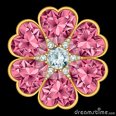 Flower gemstone composition Vector Illustration