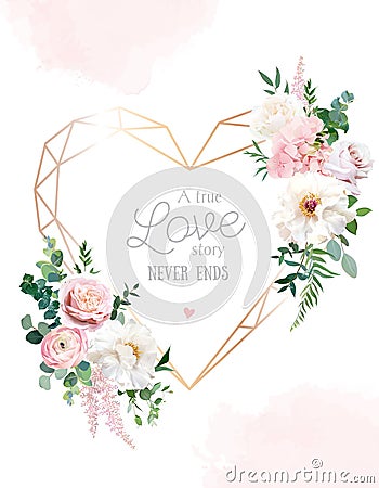 Flower geometric heart line art vector design frame Vector Illustration