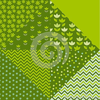 flower and geometry motif patchwork Vector Illustration