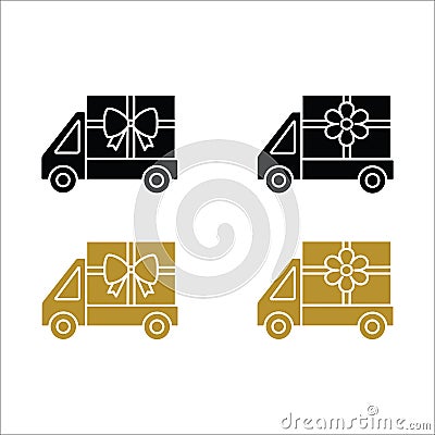 Flower and gift delivery truck icon Vector Illustration