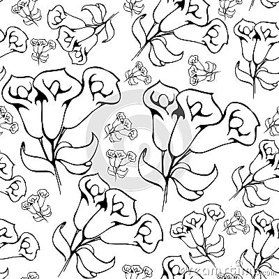 Flower graphic. Vector floral hand drawn background pattern for decoration and design. Vector Illustration