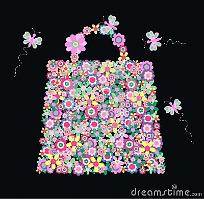 Flower handbag Vector Illustration