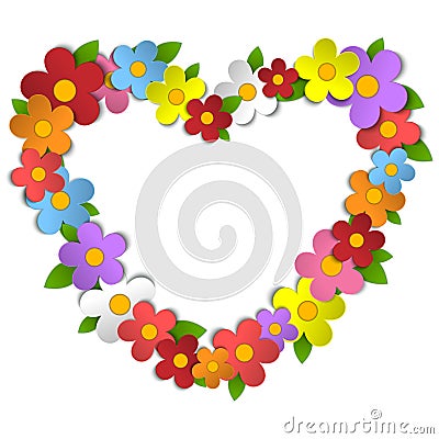 Flower Heart Bouquet Spring Background Vector Illustration