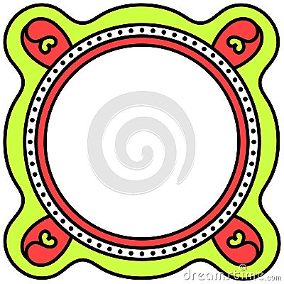 Flower hearts border round frame Stock Photo