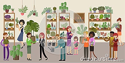 Flower and Home Plant Store Vector Illustration