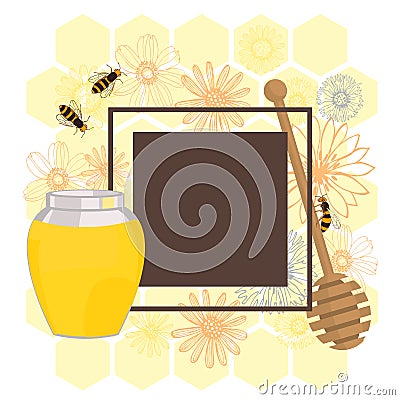 Flower honey. Vector frame Vector Illustration