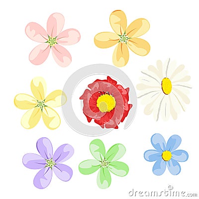 Flower Icons for Pattern Vector Illustration