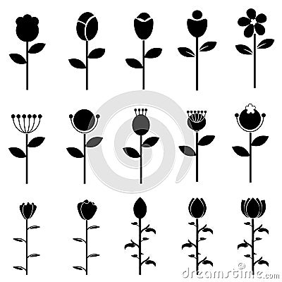 Flower icons for pattern with white background Vector Illustration