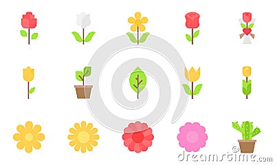 Flower icons vector illustrator, floral, rose, cactus Vector Illustration