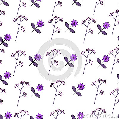 Flower illustration pattern with cute flowers purple Cartoon Illustration