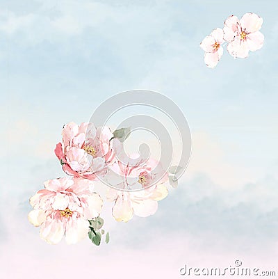 Flower Illustration pattern in simple background Stock Photo
