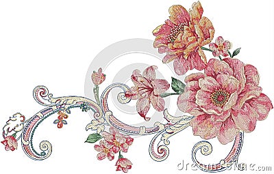 Flower Illustration pattern in simple background Stock Photo