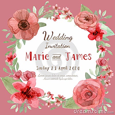 Flower Invitation Card Vector Illustration