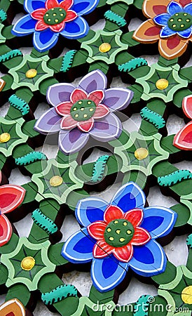 Flower Lattice Panel Stock Photo