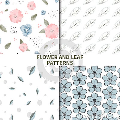 Flower and leaf patterns Stock Photo