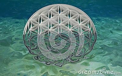 Flower of Life in the ocean Stock Photo