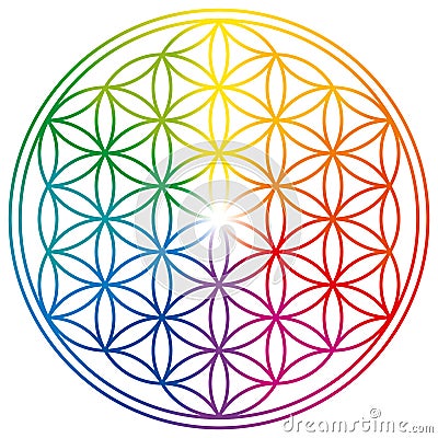 Flower of Life in rainbow colors Vector Illustration