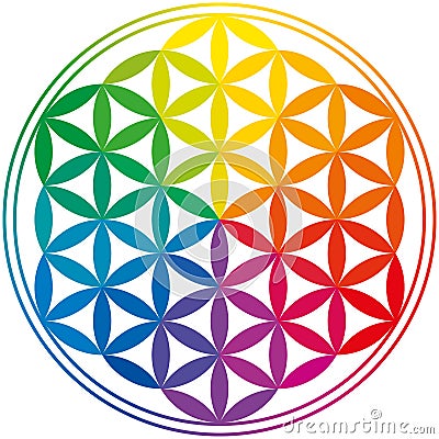 Flower Of Life Rainbow Colors Vector Illustration