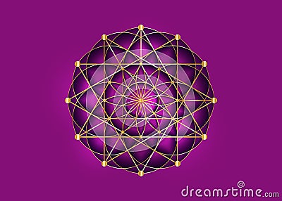 Flower of Life symbol Metatron Merkaba Sacred Geometry. Logo icon Geometric mystic mandala of alchemy esoteric Seed of life sign Vector Illustration