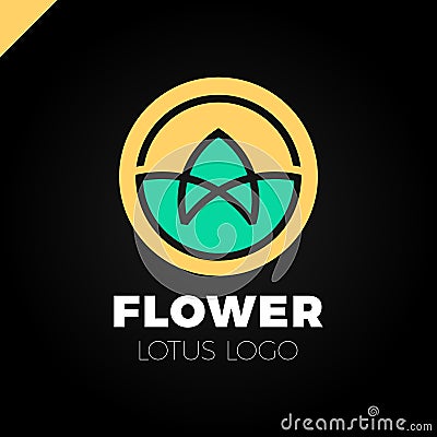 Flower Logo circle abstract design vector template. Lotus SPA icon.Cosmetics Hotel Garden Beauty salon Logotype concept. Vector Illustration