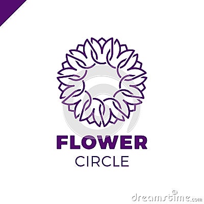 Flower Logo circle abstract design vector template. Tulip SPA icon. Cosmetics Hotel Garden Beauty salon Logotype concept. Vector Illustration