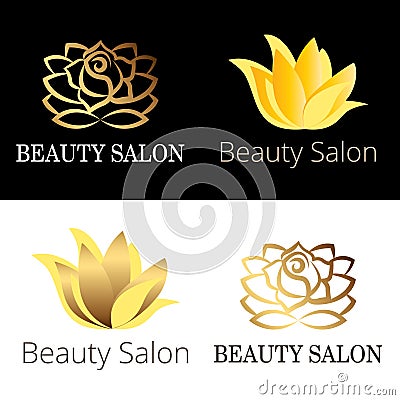 Flower logo set for beauty salon, beauty shop, spa salon, flower shop, makeup artist Vector Illustration