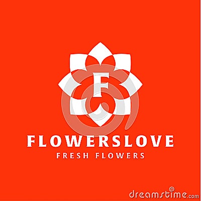 Flower love quality flat trend brand icon vector Vector Illustration