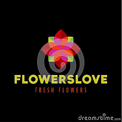 Flower love quality flat trend brand icon vector Vector Illustration