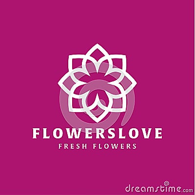 Flower love quality flat trend brand icon vector Vector Illustration