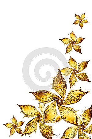 Flower made of water splash of yellow color Stock Photo